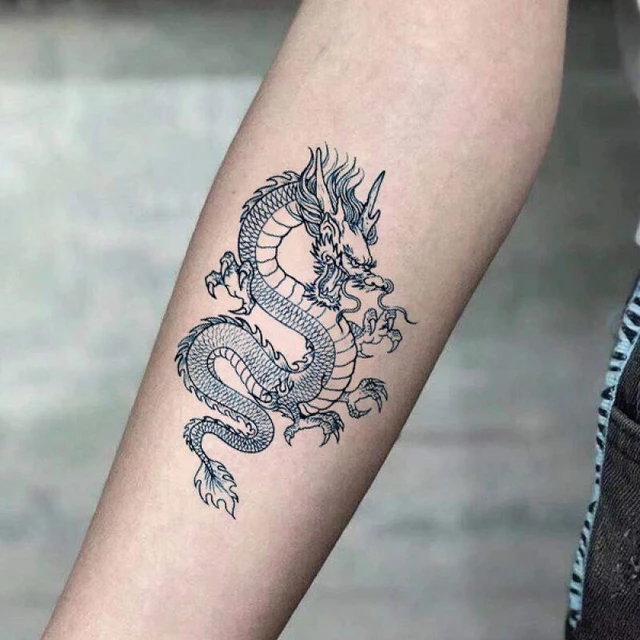 Chinese Dragon Tattoo Waterproof Long-lasting Fake Tattoo For Woman Men  Clavicle Arm Tattoo Temporary Tattoos Art Tattoo Sticker - Temporary Tattoos  - AliExpress