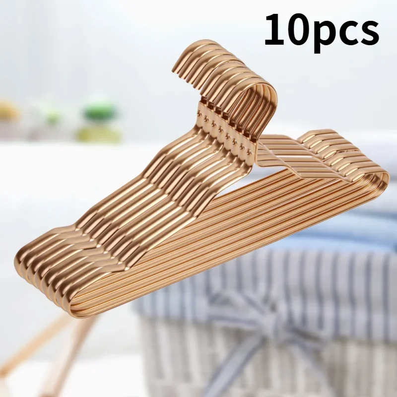 5/10pcs Aluminum Alloy Clothes Hanger Golden Durable Domestic Coat Supplies Organizer Adult Children Hanging clothes hanger