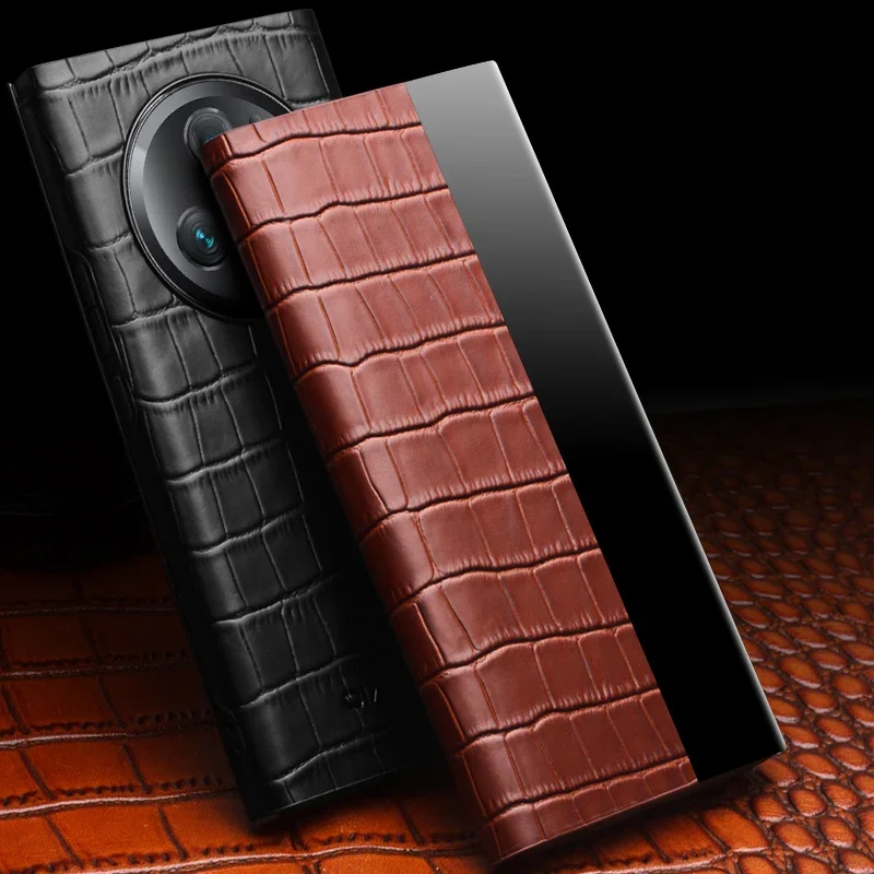 QIALINO Leather Case for Honor Magic 5 pro Flip Protective Window Opening Business Case for Magic 5 for Magic 5