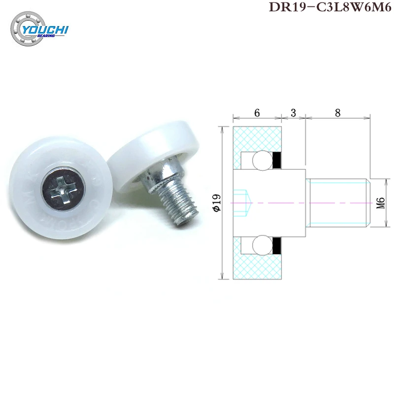 Pom Gaveta Track Bolt Roller Móveis Slide Guide Wheel Polia da Caixa Registradora Pos od 19 mm Dr19 C1l8w6m6 Dr22 Dr26 Dr28 10 Pcs