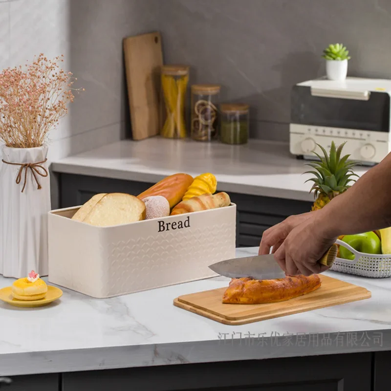 Storage Box Kitchen Storage Box Food Storage Container Food Storage Box Rice Storage Box Food Storage Can 1PC Bamboo and wood bread box household kitchen breathable food preservation storage jar square embossed metal bread box