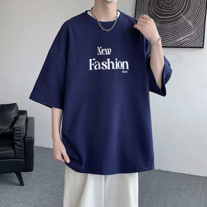 

Korean Half Sleeve Loose T-shirts 2024 Summer Casual Youthful Vitality Men's Clothing All-match Fashion Letter Printed Pullovers