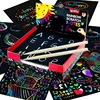 100/10pcs Rainbow Scratch Mini Notes Paper Pad Cards With 2 Stylus 2 Drawing Stencil Children Kids Draw Painting Toys Craft Gift 2