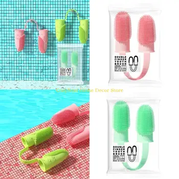 92MF Dog Toothbrush for Teeth Cleaning 2-Finger Small Finger Brushes with Soft Bristles Pet Dental Care for Dogs and Cats