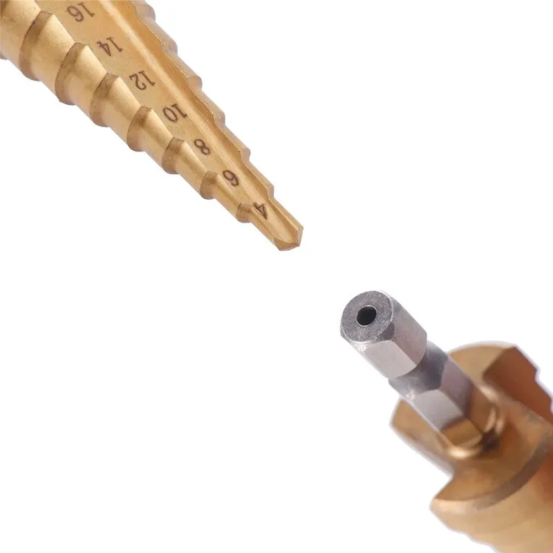 3-12 4-12 4-20MM HSS Straight Fluted Pagoda Step Drill 3Pcs Cloth Bag Hex Shank Reamer Bit Set Titanium Coated Wood Metal Hole drill bit set