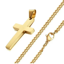 Elegant Christian Cross Pendant Necklace - Timeless Fashion Jewelry Accessory (Gold)
