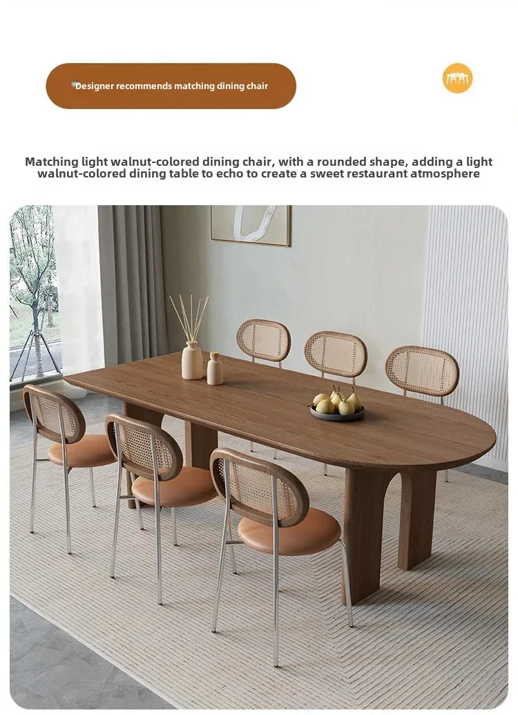 Solid Wood Island Dining Table Integrated Special-shaped Rectangular Wall Oval Household Desk Dining Table And Chair Combination