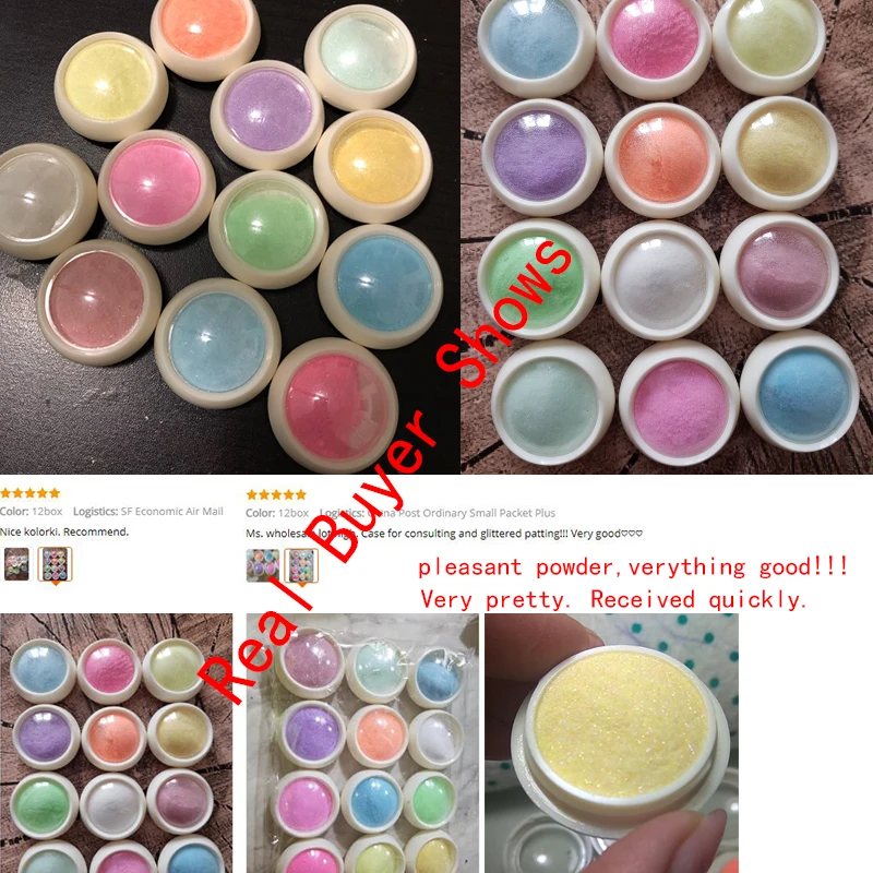 Mermaid Nail Glitter Powder Woolen Sugar Starlight Effect Chrome Nail Polish Design Glitter DIY Pigment Powder 12Box/set nail powder nail glitter nail pigment nail decoration nail decorations nail powder set