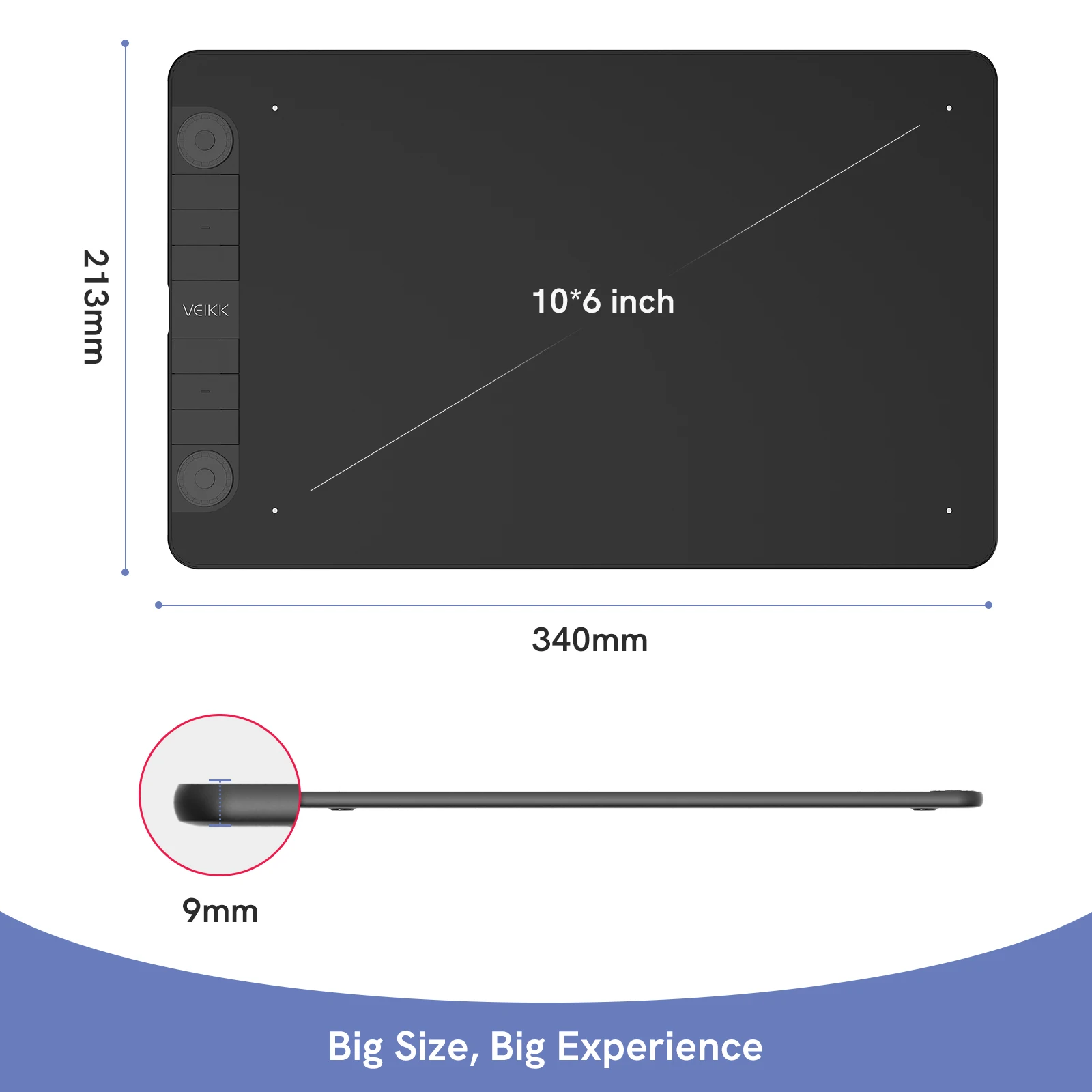 Polegada da Tabuleta Gráfica Vk1060pro 10x com 8192 Nível Bateria-livre Caneta Suporte Android Windows Mac Almofada de Desenho Digital Vk1060pro - Imagem 4