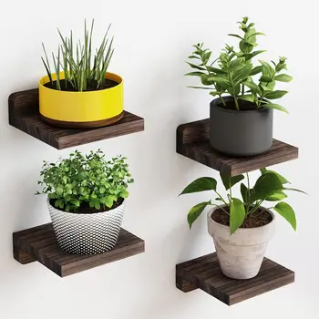4-Pack Small Floating Shelves for Wall, Wood Shelf 5 Inch Display Ledges Room Decor, Mini with 2 Types of Installation 1