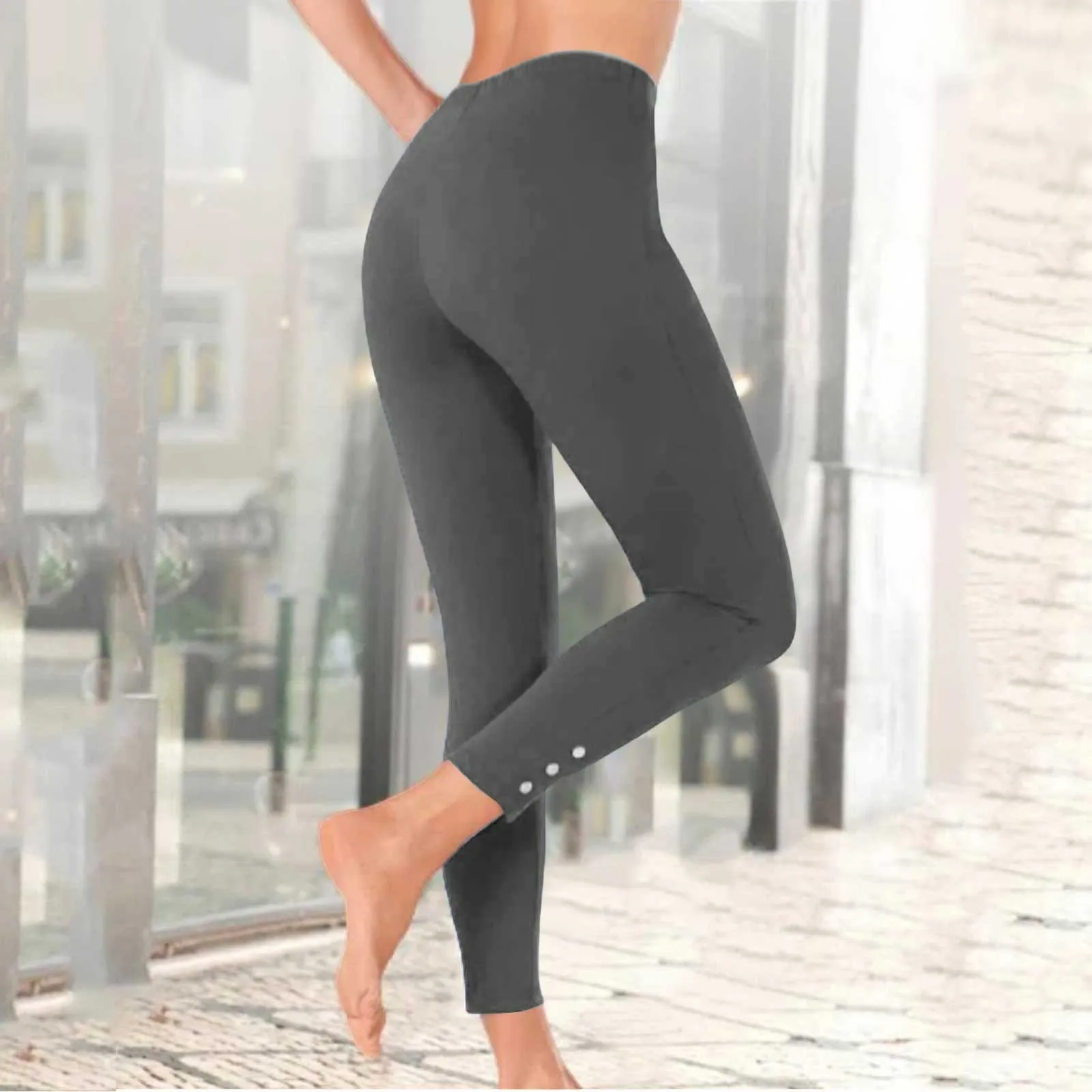 Cute Pajamas for Women Pants Women Fashion Solid Slim Fit And Thick Leggings for Women with Pockets Cropped Leggings