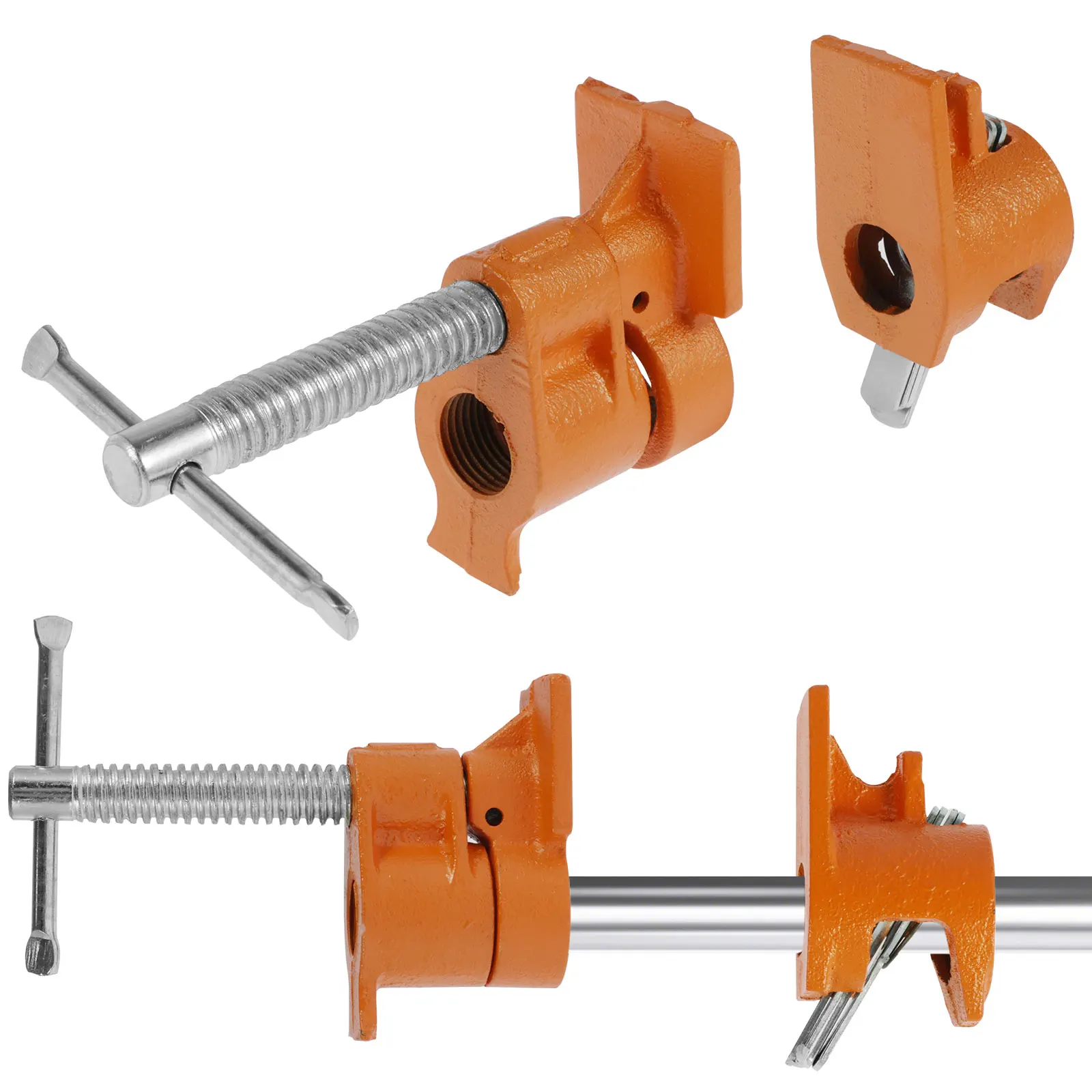 

2Pcs 1/2 Inch Pipe Clamps Sturdy Metal 1/2inch Black Tube Clamp Set Durable Woodworking Assembly Clamp Adjustable Wood Clamp