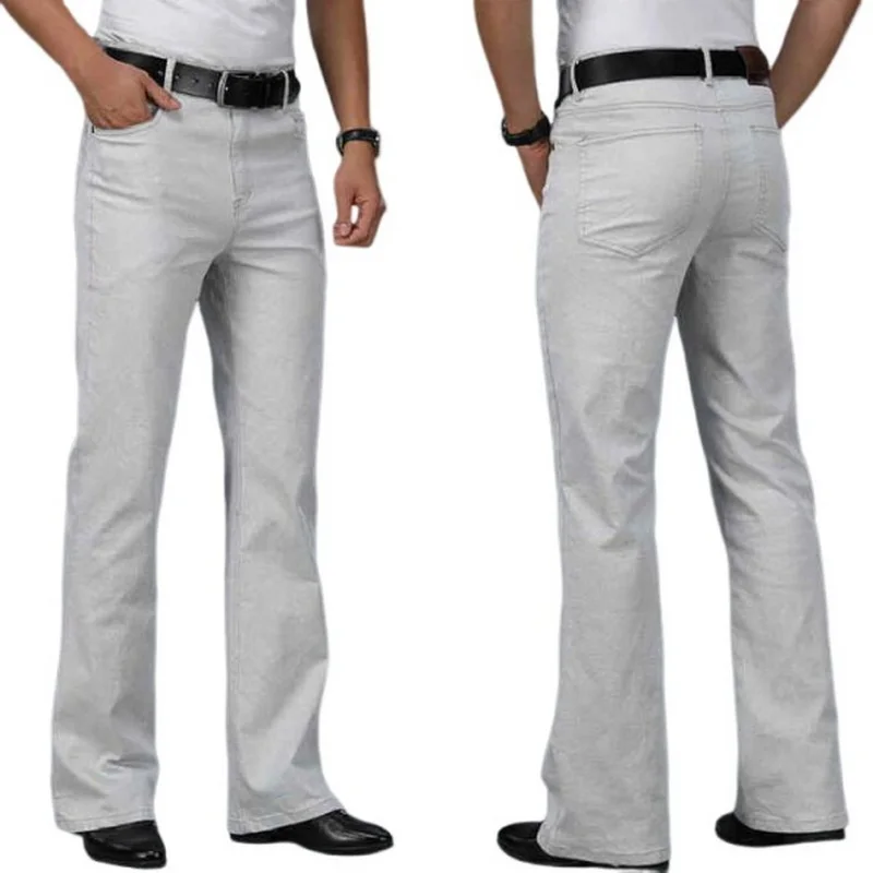 Męskie beżowe luźne dżinsy Modne spodnie dżinsowe dla mężczyzn Casualowe spodnie z szerokimi nogawkami Rozkloszowane dżinsy