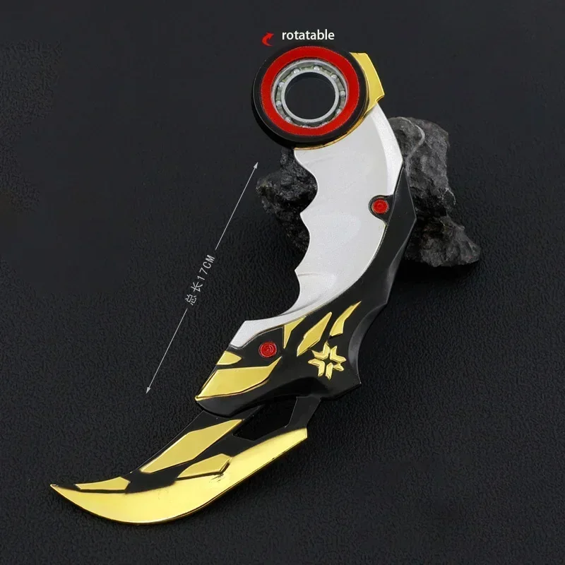 thumbnail image 1 of Cuchillo con garra Valorant Karambit Champion 2021 de 17 cm, modelo de arma, versión ponderada, espada giratoria de metal, juego periférico, regalo para niño, 1 of 5