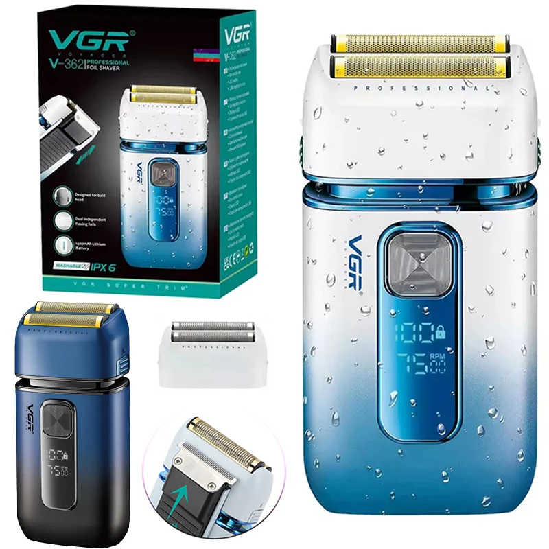 Original VGR Shaver For Men Professional Electric Shaver USB Waterproof Wet Dry Electric Razor Rechargeable Shaving Machine