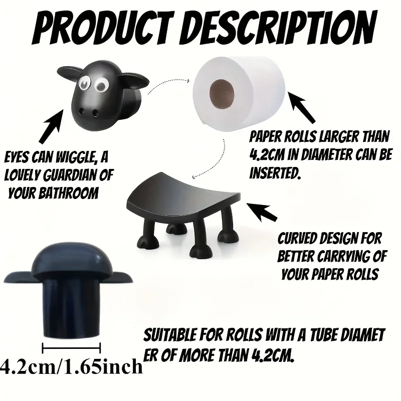 1/3Pcs Adorable Sheep-Shaped Toilet Paper Holder paper towel holder toilet paper holder toilet roll holder-Perfect for Bathroom Decor Freestanding Plastic Design Fun Home Decor