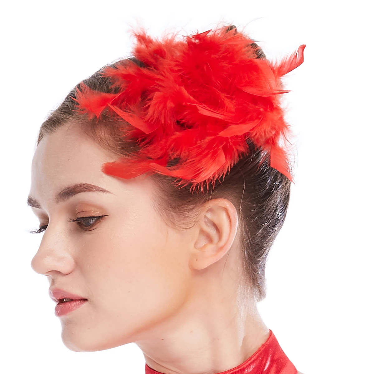 

MiDee Stage Accessories Feather Headpiece Dance Performance Hair Flower Competitio Head Clip