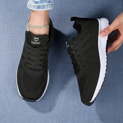 Women's Breathable Casual Sneakers - Luxury Brand Light Sport and Walking Shoes - 38 (Black)