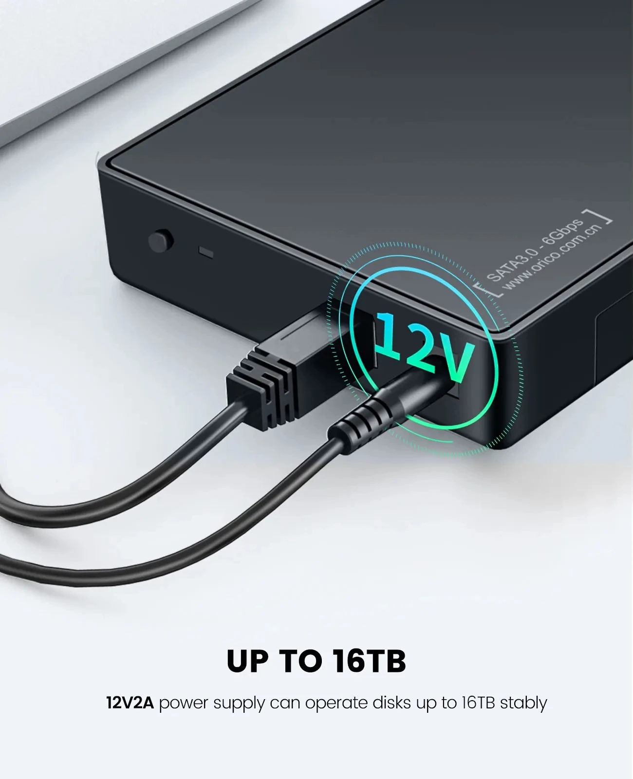 ORICO 2.5/3.5인치 외장 하드 드라이브 인클로저 SATA to USB 3.0 Type-C HDD 케이스(12V/2A 전원 어댑터 포함) UASP 도구 지원 무료