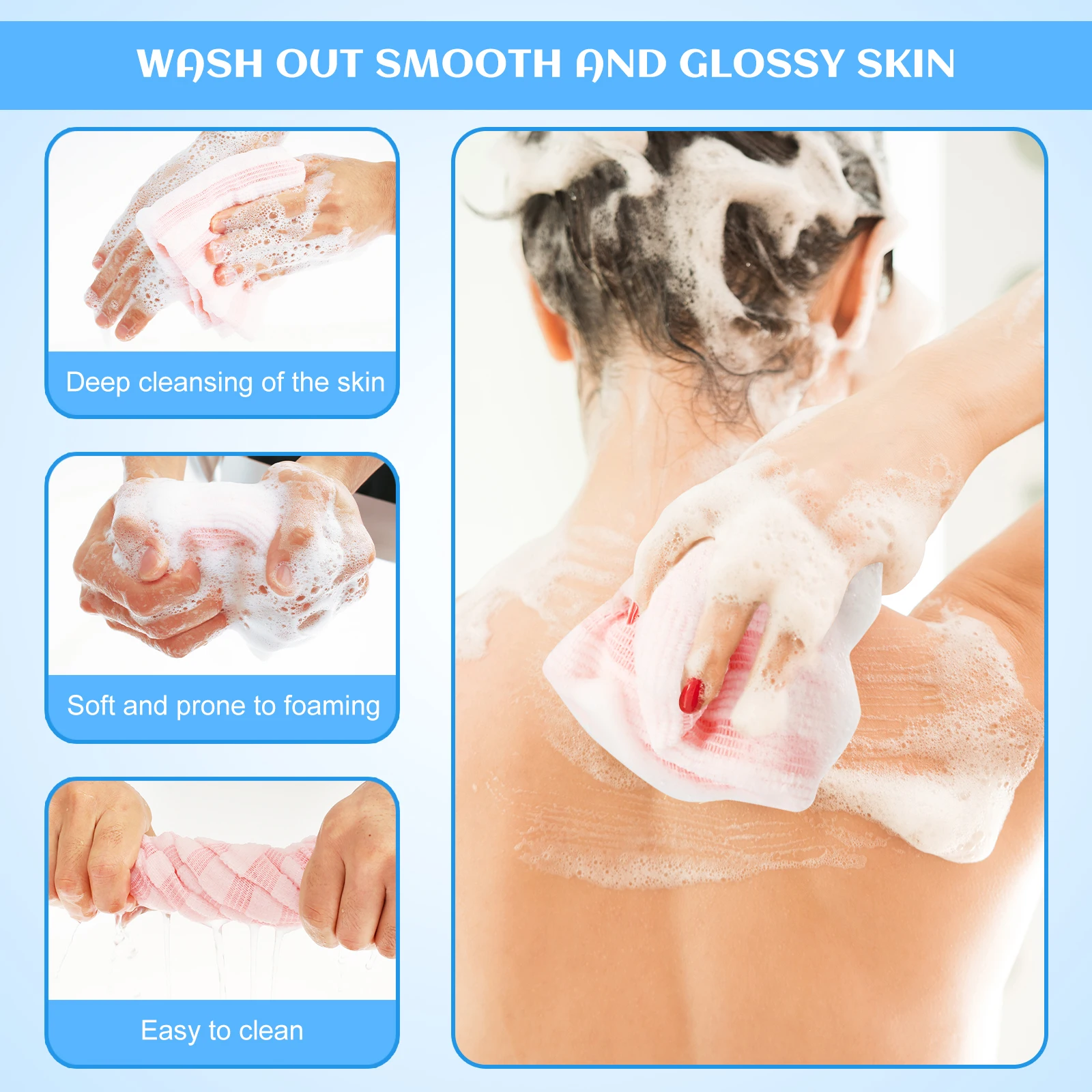 Rubbing Washcloth Exfoliating Washcloth Skin Exfoliating Cloth Shower Scrubber Exfoliating Scrubber Exfoliating Shower Scrubber 4Pcs Japanese Rubbing Washcloth