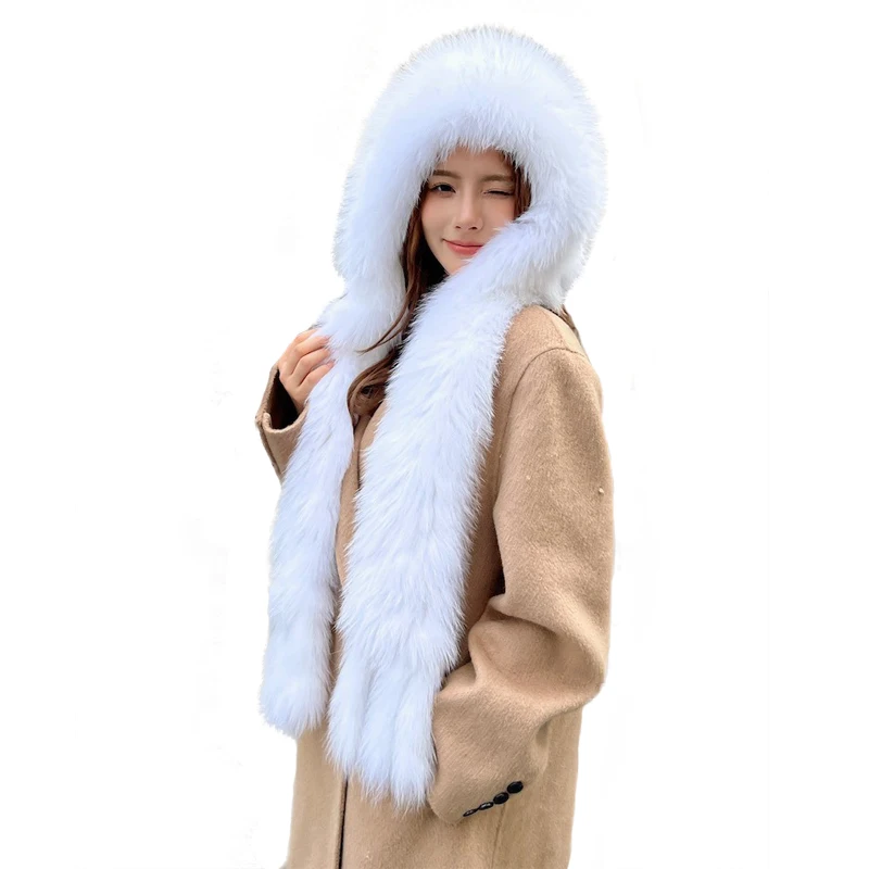 woven-fox-fur-snow-hat-scarf-hat-integrated-winter-warmth-and-cold-resistance-thickened-ball-dkin-scarf-hat-korean-veraion