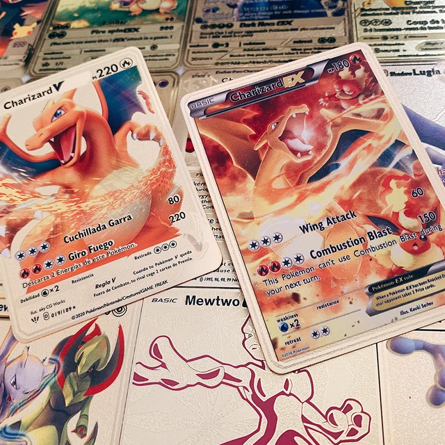 Cartas Pokemon Español Spanish Pokemon Metal Cards Vmax Charizard Pikachu Gold Metal Card España Collection Card Pokémon Cards 1