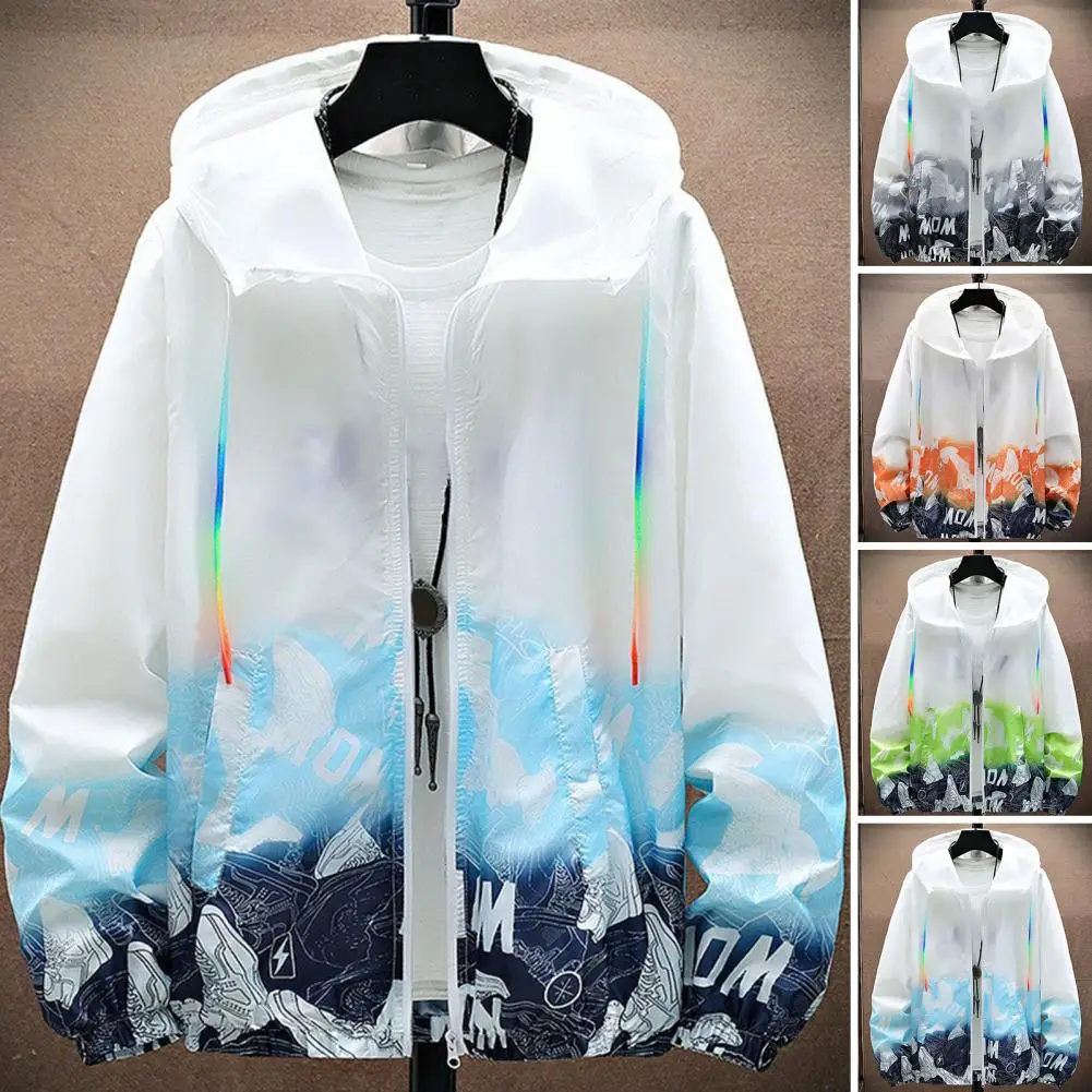 

Men Lightweight Coat Men's Sun Protection Hooded Windbreaker with Shoes Print Quick Drying Uv Protection Jacket with for Outdoor