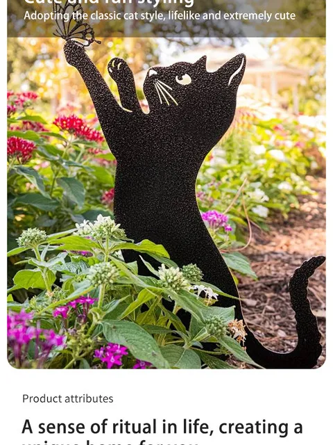 Description Picture 3 of itemCat Ground Stake Ornament Ground Plug Outdoor Garden Balcony Art Decoration Metal Crafts