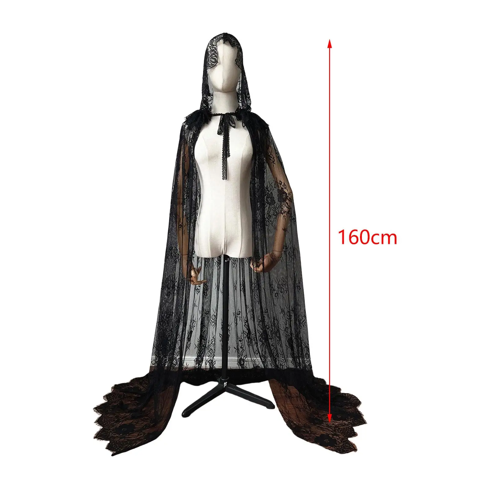 Hooded Cloak Long Cape Gothic Hooded Cape Full Length Lace for Women