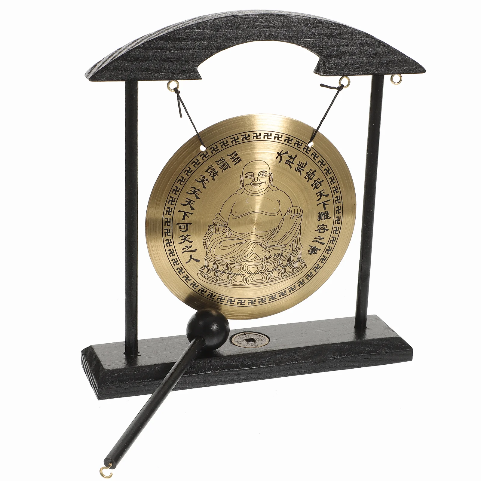Creative Alloy Wood Gong nament Home Decor Desktop Adornment Craft Vintage Cymbals Indoor Office Accessory Metal Art Piece