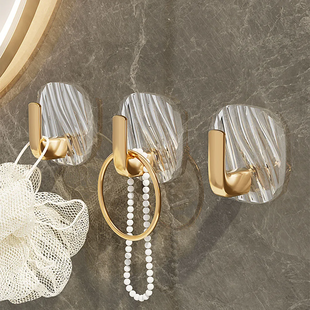 Self Adhesive Hooks 4PCS Acrylic Hanging Hooks For Wall Bathroom Towel Holder Organizer