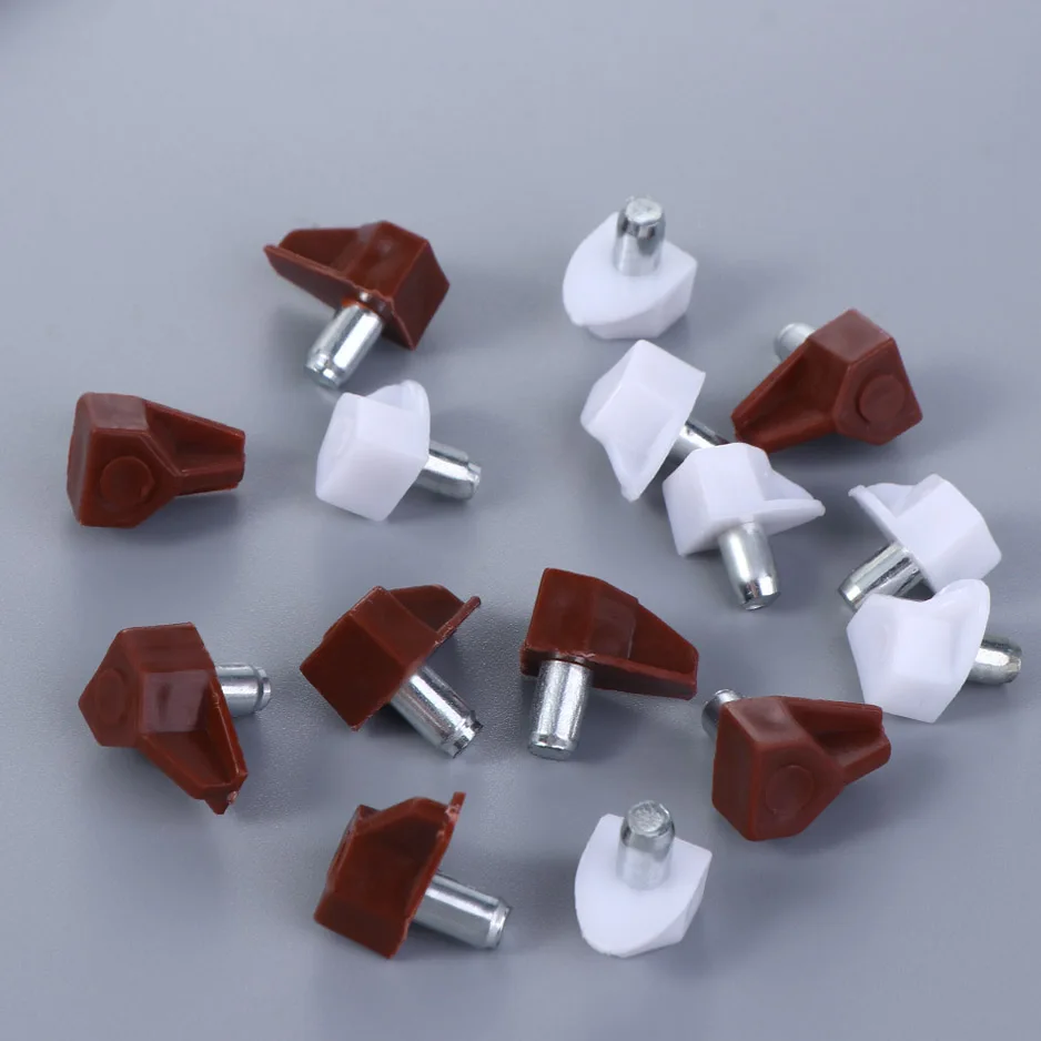Shelf Bracket Shelf Studs Pegs with Metal Pin Shelves Support Seperator Fixed Cabinet Cupboard Wooden Furniture 20Pcs