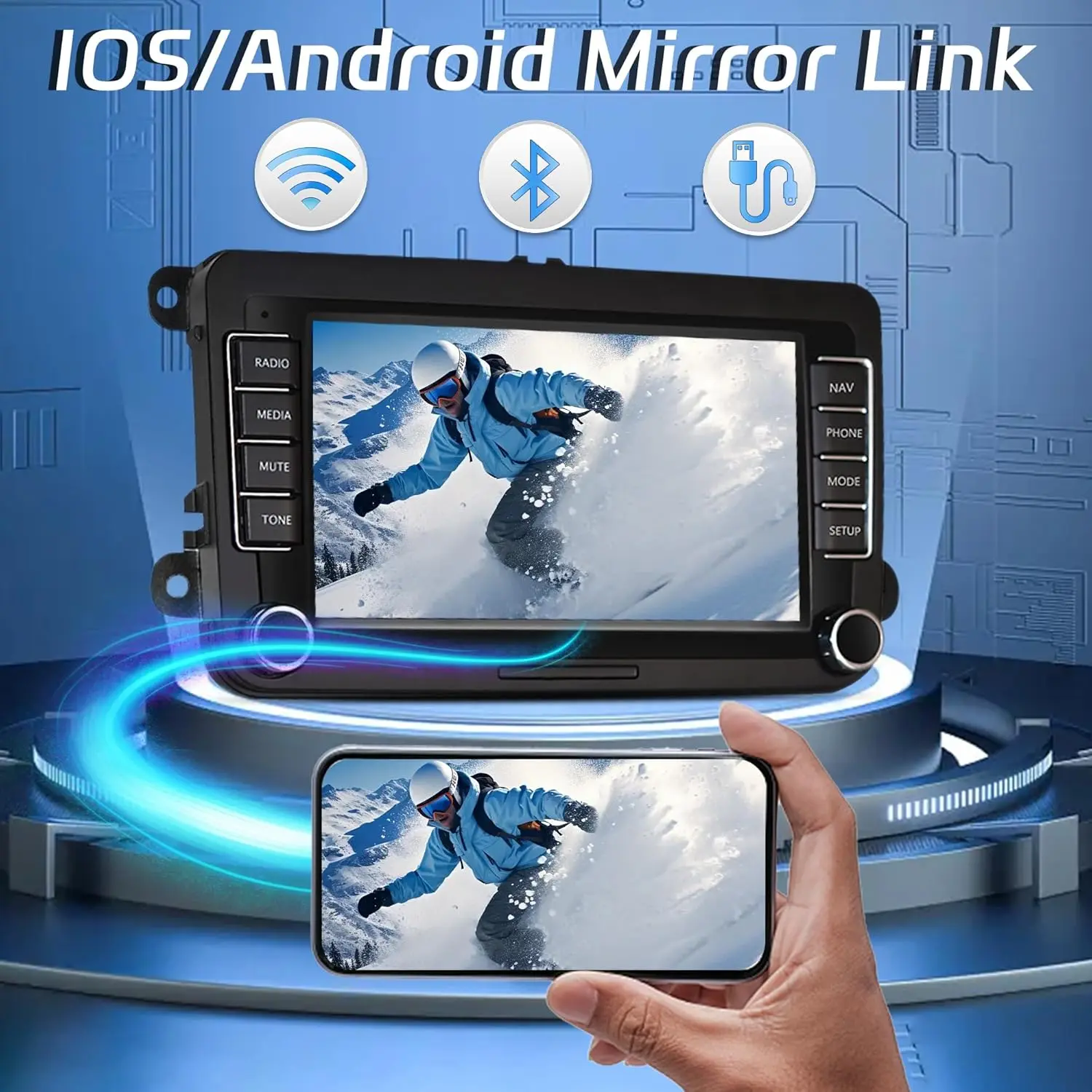Radio con GPS para coche, reproductor Multimedia con Android, 2DIN, Carplay inalámbrico, cámara de 7 pulgadas, para VW, Passat, Golf, MK5, MK6, Jetta, Polo, Touran 6
