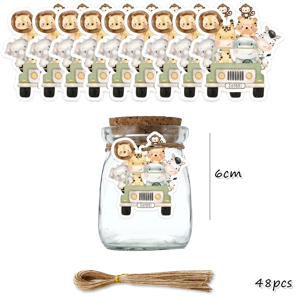 48 Stück Karton-Tier-Papieretiketten zum Basteln, Hängeetiketten für Kinder, Dschungelwald, Safari, Geburtstagsfeier, DIY-Geschenke, Verpackungszubehör – Detail 5