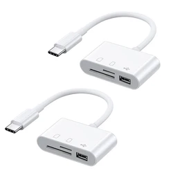 Multi - Function Type C OTG Adapter and Card Reader - 3 - in - 1 USB Connector (2pcs)