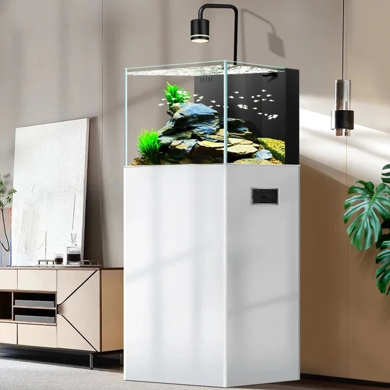 A57 New fish tank ecological landscaping aquarium living room household wall ultra-white glass goldfish tank