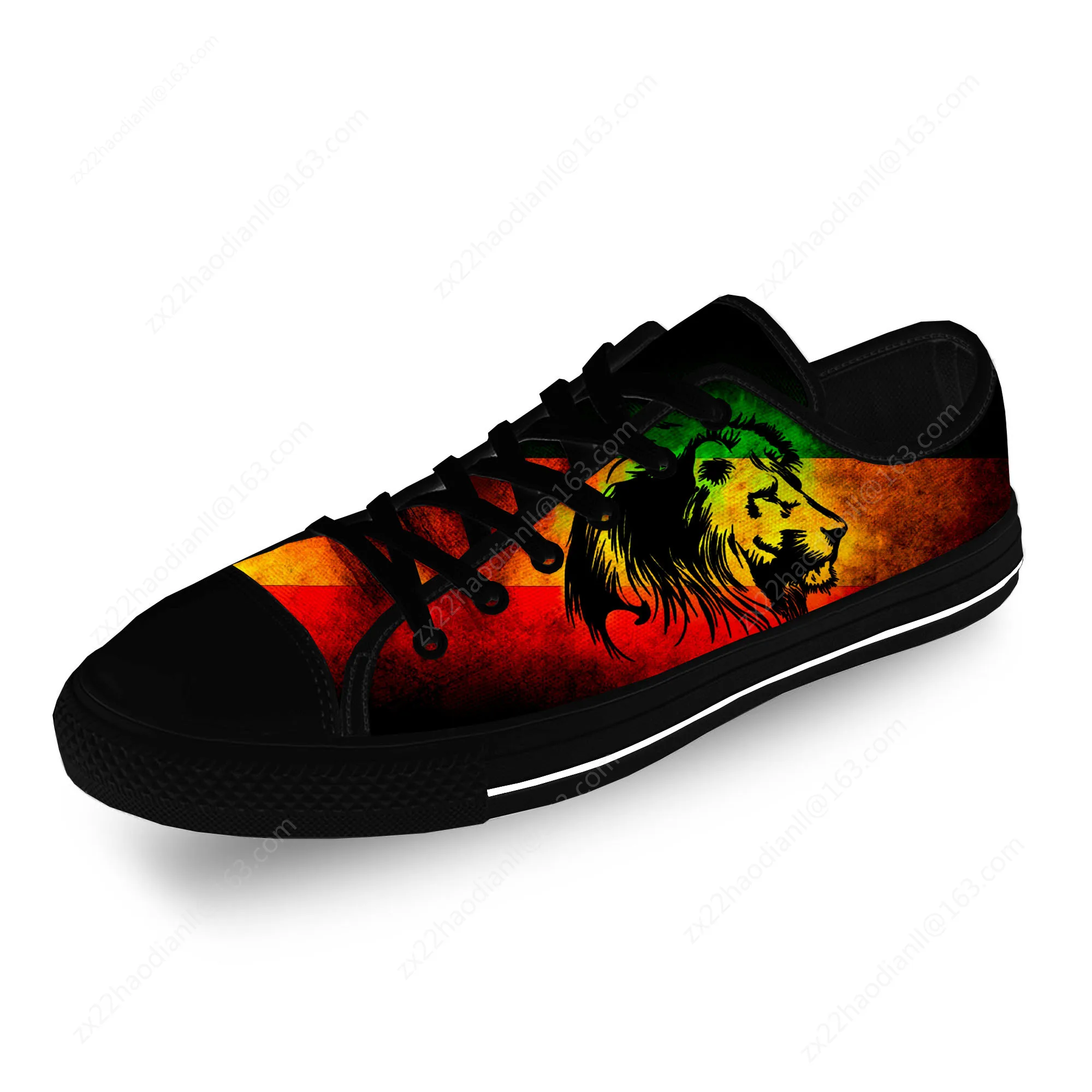 Ethiopia Flag Lion of Judah Reggae Rasta Casual Cloth 3D Print Low Top Canvas Shoes Men Women Lightweight Breathable Sneakers