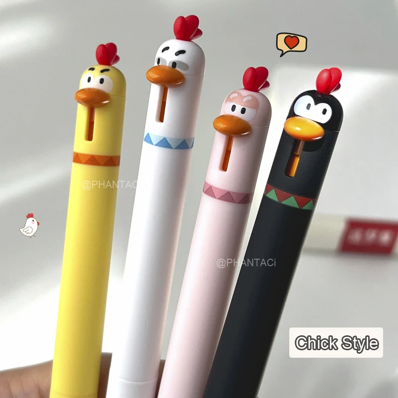 8 Stück Enten- und Küken-Gelstifte, kreative drehbare Enten-Gelstifte, Küken-Druckgelstifte, 0,5 mm schwarze Schreibstifte, Bürobedarf – Detail 8