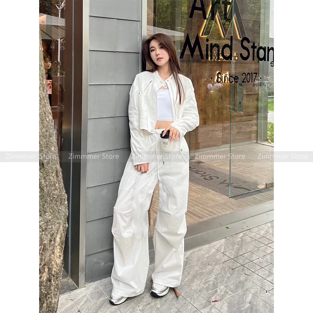 

Niche British style retro short section stand-up collar jacket jacket high waist thin work trousers suit female