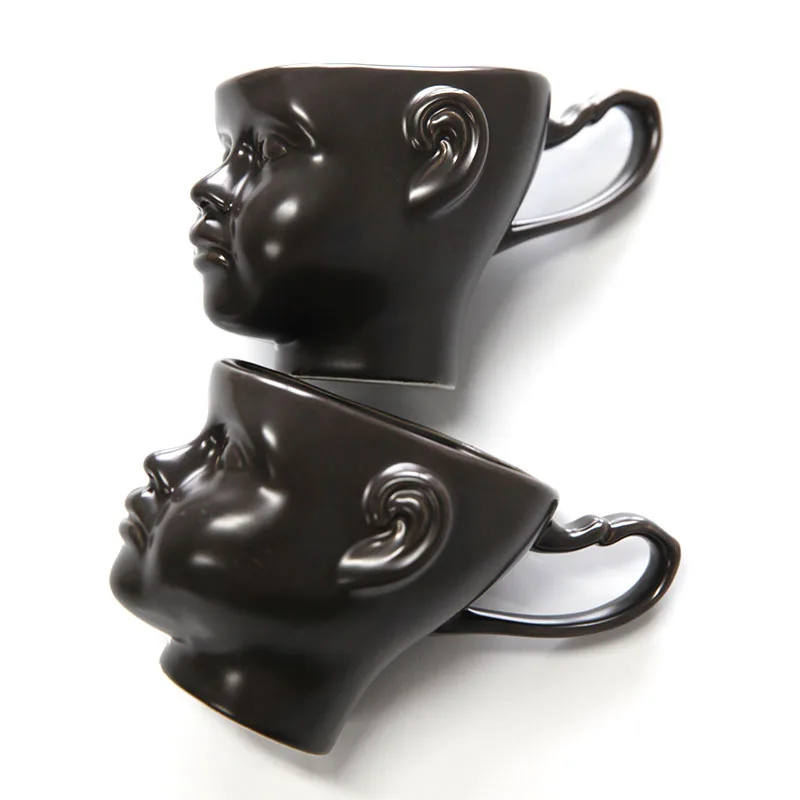 

Hot Sale Hand-painted Funny Black Face Ceramic Coffee Mug With Handle Porcelain Coffee Tea Cup Home Office Water Cup