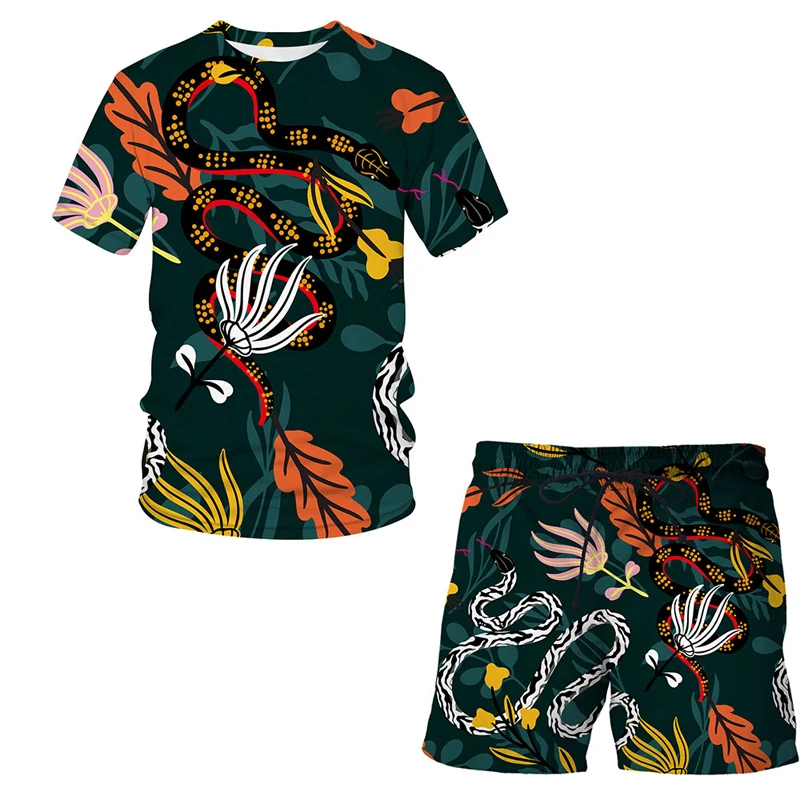 

Mens Short Sleeve Sport Suit Man Abstract pattern T-Shirt Set 2 Piece Male Basketball Casual Sports Fitness Sportswear Mens Suit