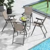 4 Pieces Patio Folding Bar Chairs, High Top Patio Bar Chair with Metal Frame & Footrest, Outdoor Bar Height Chairs for Balcony 2