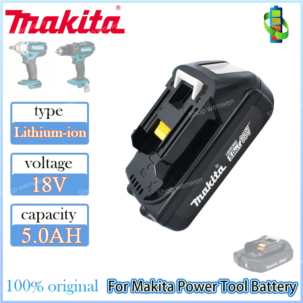 

Makita 5.0Ah 18V Original Rechargeable Li-Ion Battery For BL1830 BL1815 BL1860 BL1850 194205-3 Replacement Power Tools Battery