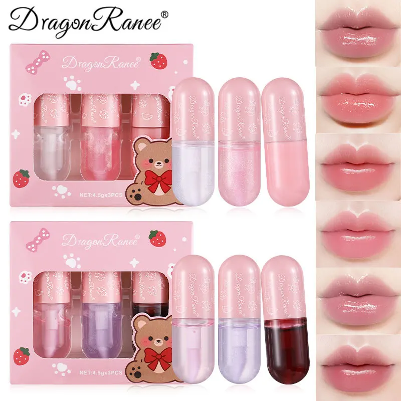 Cute Bear Lipstick Hydrating Lip Glow Oil Moisturizing Lip Gloss Set Makeup Tinted for Lip Care&Dry Lip,Ideal Gift For Festival 2