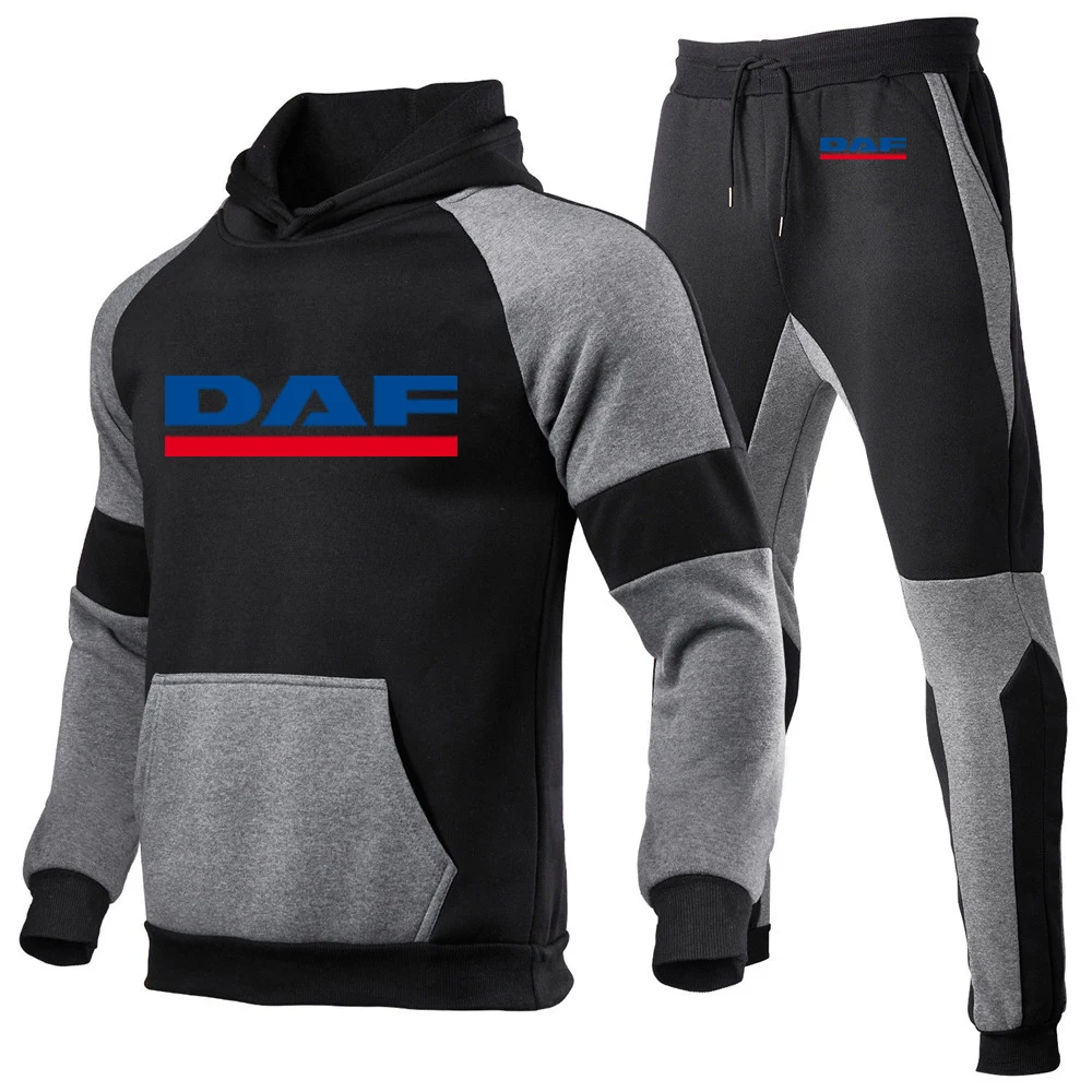 DAF TRUCKS COMPANY TRUCKER Printing Fashion 2023 New Man's Cotton Splicing Tracksuit Leisure Sweatshirts Sweatpants 2-Piece Set