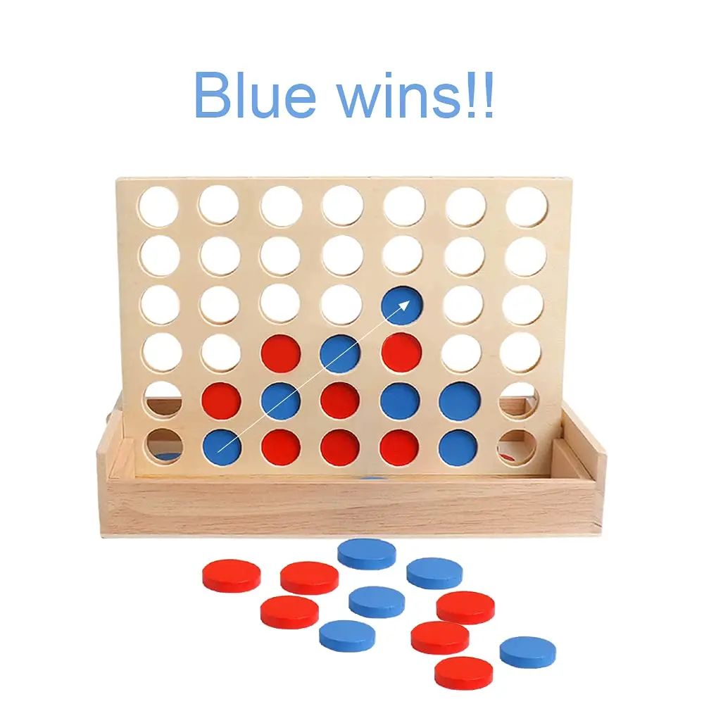 Wooden 4 Row Board Game 4 Connected Games for Travel Foldable Classic Family Fun Toy Christmas Gift board game table games