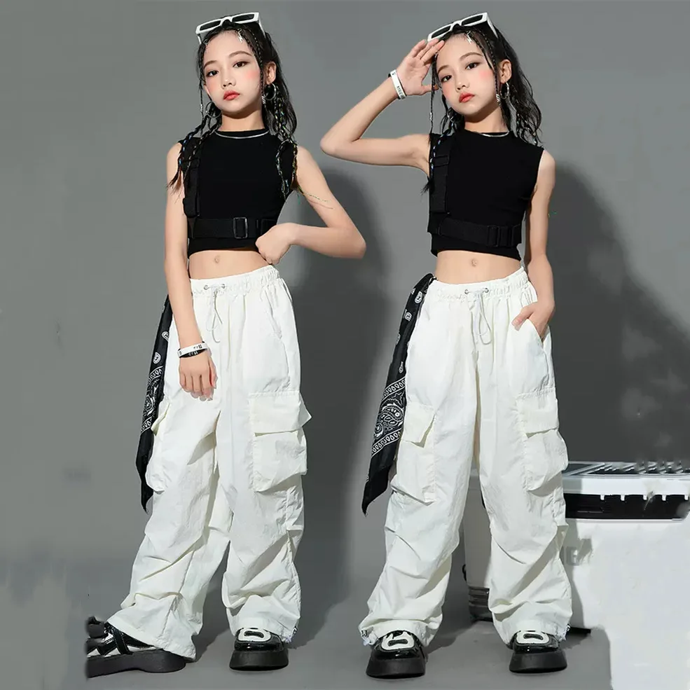 Girls Pants Kids Pants Girls Trousers 5-14Y Kids Hip Hop Joggers Pants Girls Cargo Pants Teenage Straight Trousers High Waist Vintage Casual Streetwear Baggy