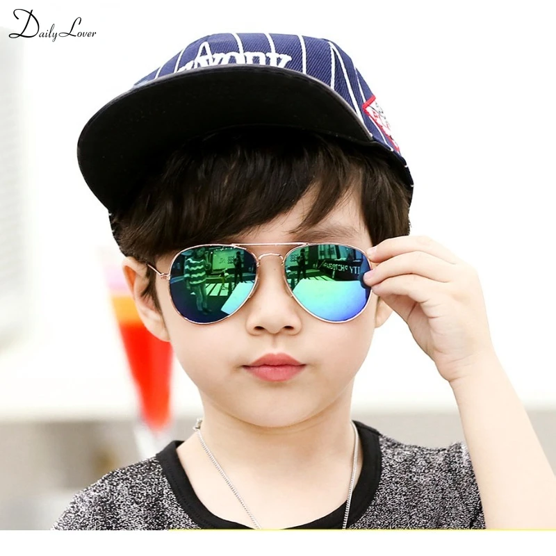 Classic Fashion Sunglasses Girls/Boys Colorful Mirror Children Glasses Metal Frame Kids Outdoor Travel Eyeglasses Lovely Oval kids sunglasses