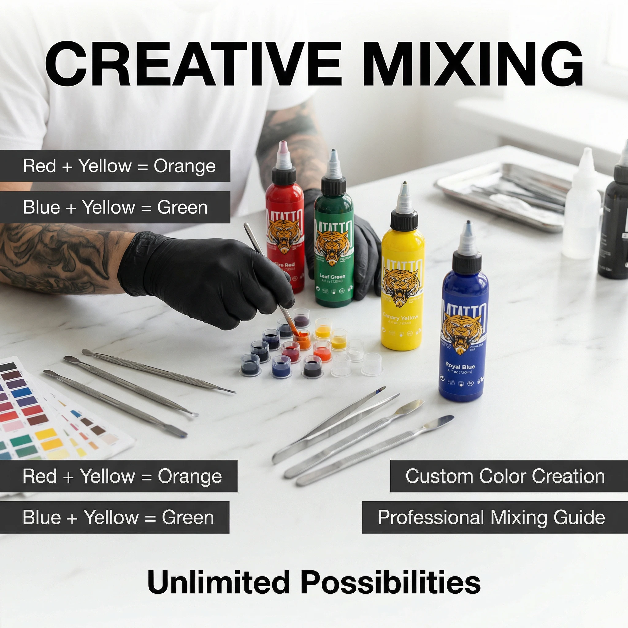 Inchiostro per tatuaggi professionale da 120 ml, pigmento multicolore per tatuaggi fai da te, inchiostro per pratica di tatuaggio, pittura per body art per tatuatori - immagine 4