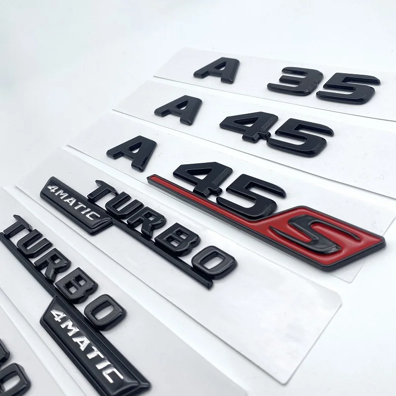 3d ABS 크롬 블랙 로고 A35S A45S 엠블럼 문자 배지 자동차 스티커 메르세데스 벤츠 A45S AMG W176 W177 액세서리 ?